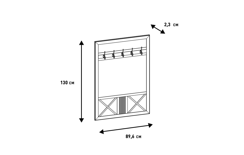 Вешалки - изображение №3 "Панель с крючками Кантри"  на www.Angstrem-mebel.ru