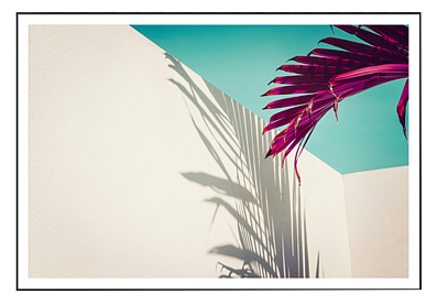 Постер «Яркий геометрический коллаж с пальмовым листом» (57 х 82 см) В спальню В прихожую Домашний офис В кабинет В гостиную, гарантия 12 месяцев