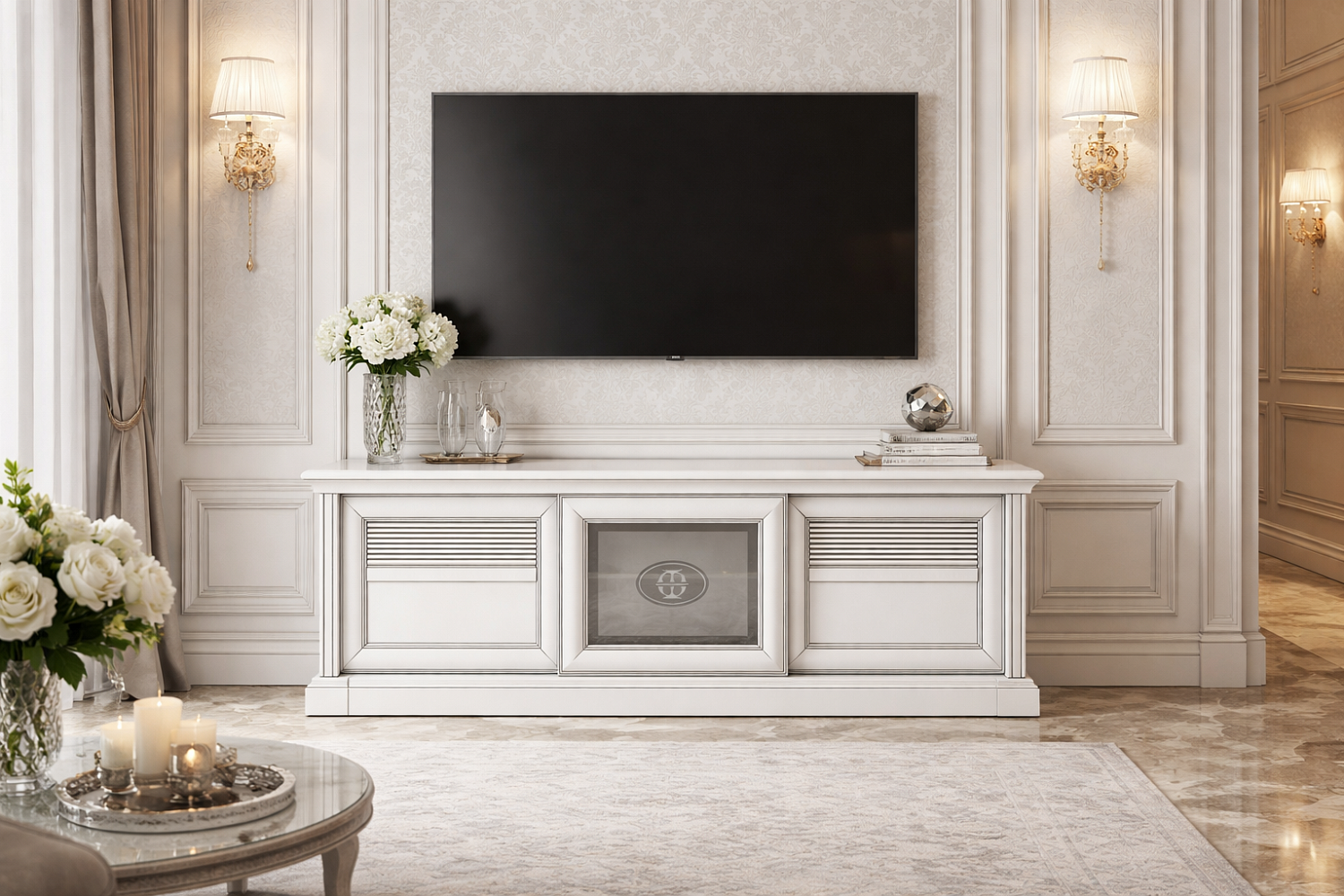 Тумбы под телевизор - изображение №4 "Тумба Изотта под телевизор с раздвижными дверцами"  на www.Angstrem-mebel.ru