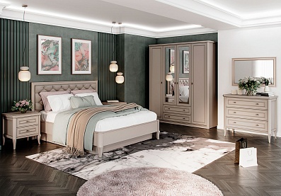 Спальня Онтарио 12, тип кровати Комбинированные, цвет Серый камень